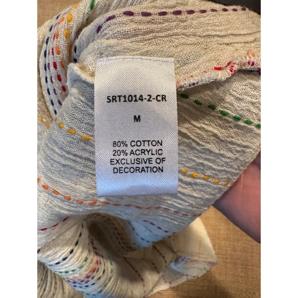 THML Bell Sleeve Multi Colored Striped Bohemian Flowy Blouse M NWT - Picture 5 of 6